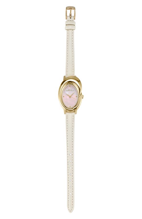Ettika Sculpted Oval Leather Strap Watch In Gold