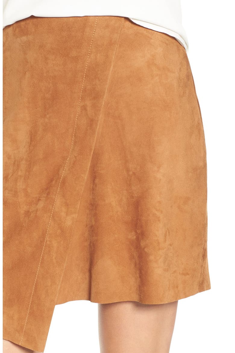 Asymmetrical Suede Skirt, Alternate, color, TAN COGNAC