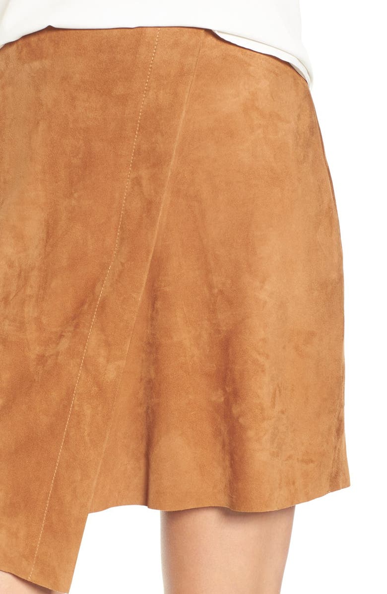 Chelsea28 Asymmetrical Suede Skirt, Alternate, color,