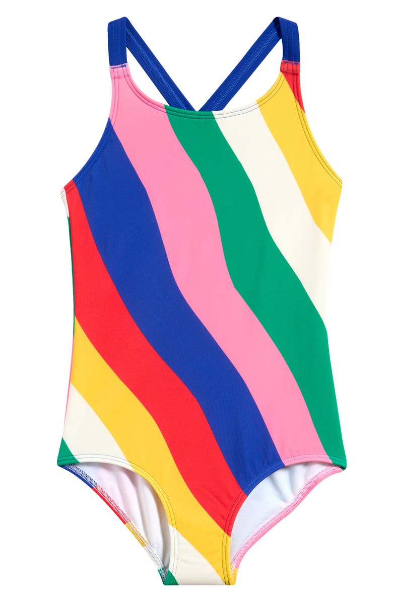 Mini Boden Kids' Crisscross Strap One-Piece Swimsuit, Main, color, 