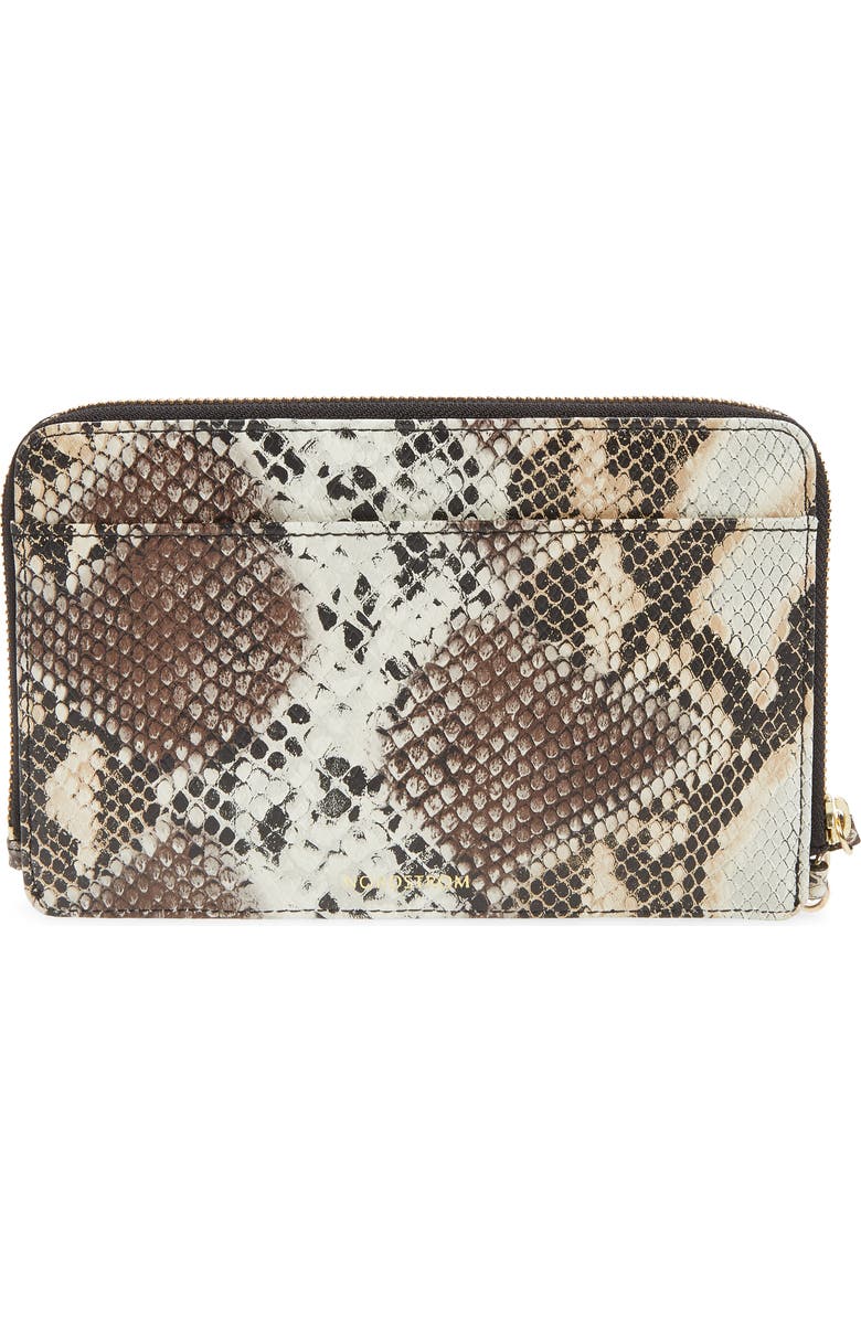 Nordstrom Amal Snakeskin Print Leather Clutch, Alternate, color,