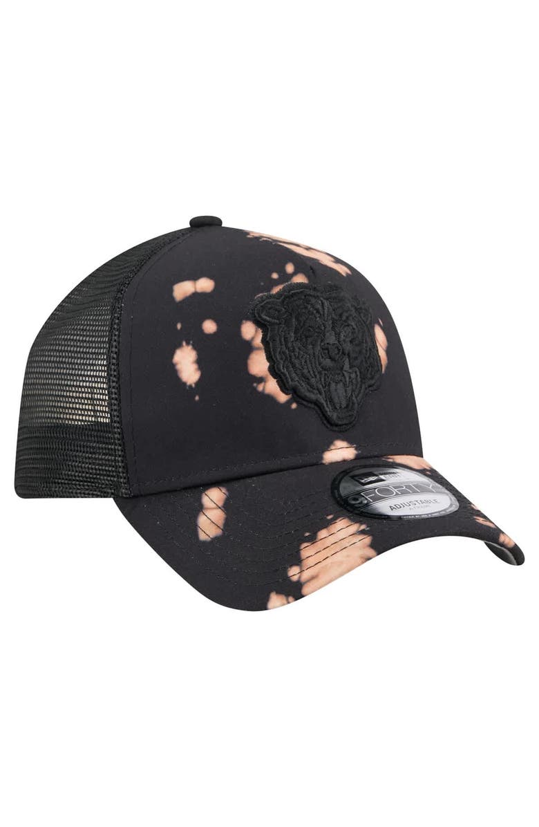 New Era Men's New Era Black Chicago Bears Bleached A-Frame 9FORTY Trucker Adjustable Hat, Alternate, color, Black