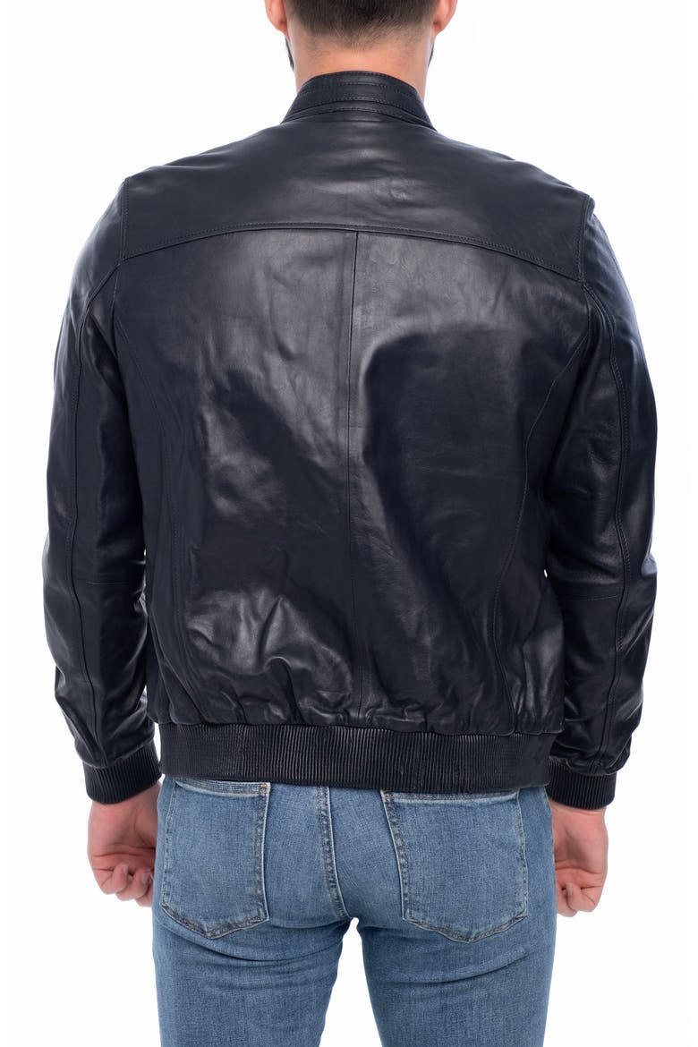 Larue Leather Jacket, Alternate, color, NAVY BLUE
