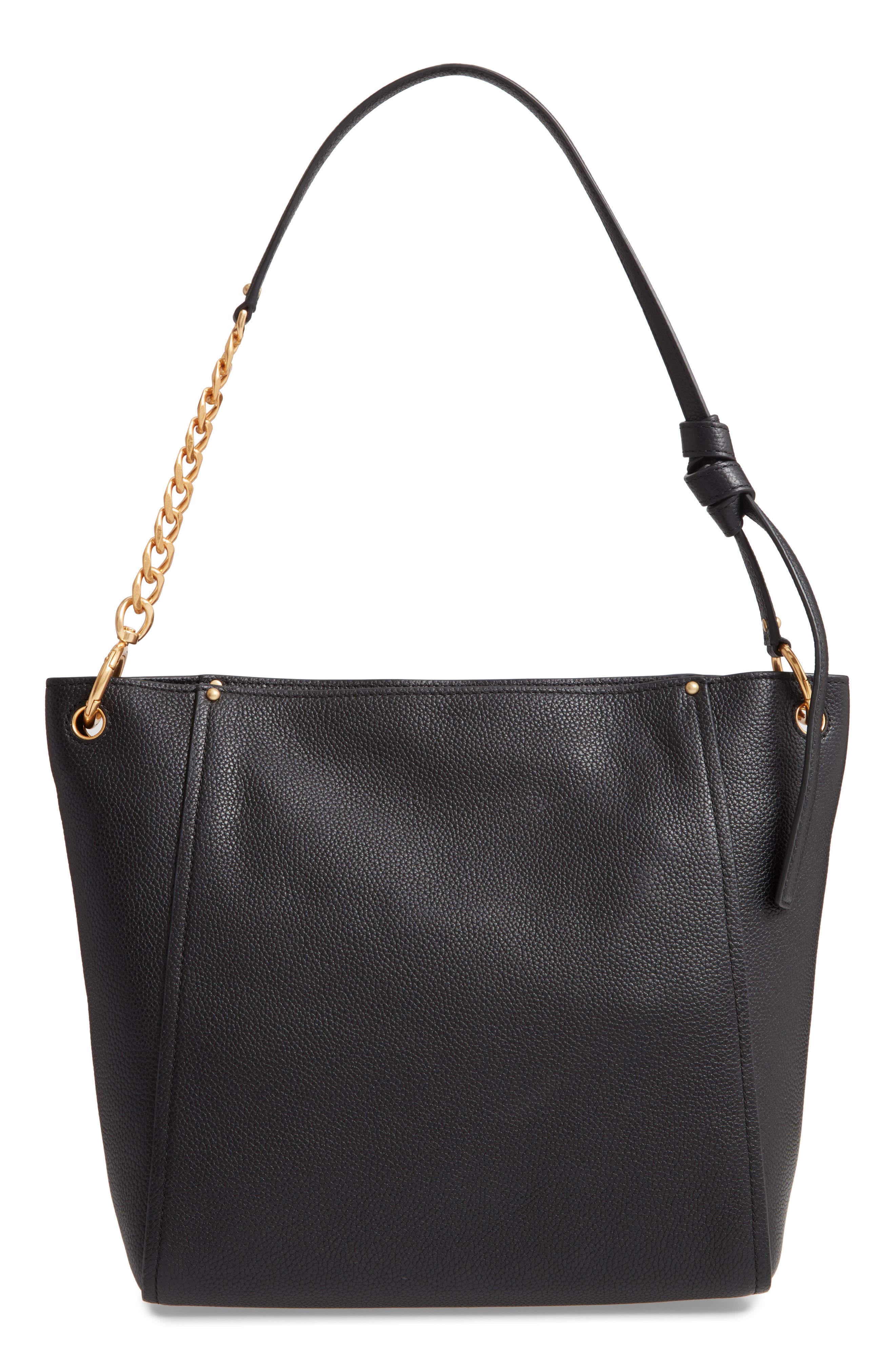 Everly Leather Hobo, Alternate, color, BLACK