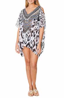 RANEES Leopard Print Short Kaftan