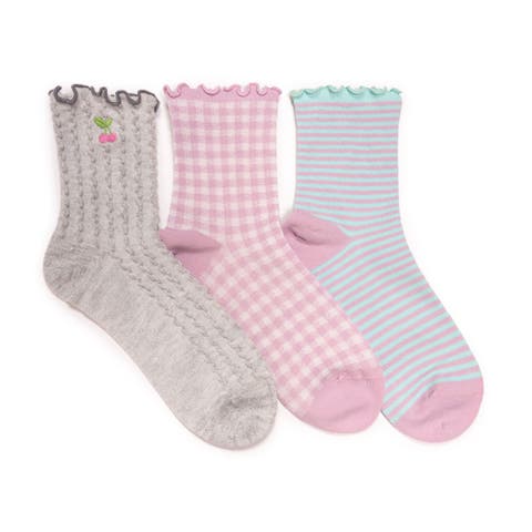 Women's Embroidered Quarter Crew Socks, 3 Pair Pack
