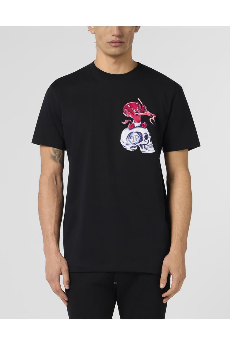 Round Neck T-Shirt Baby Devil Small Men, Main, color, black