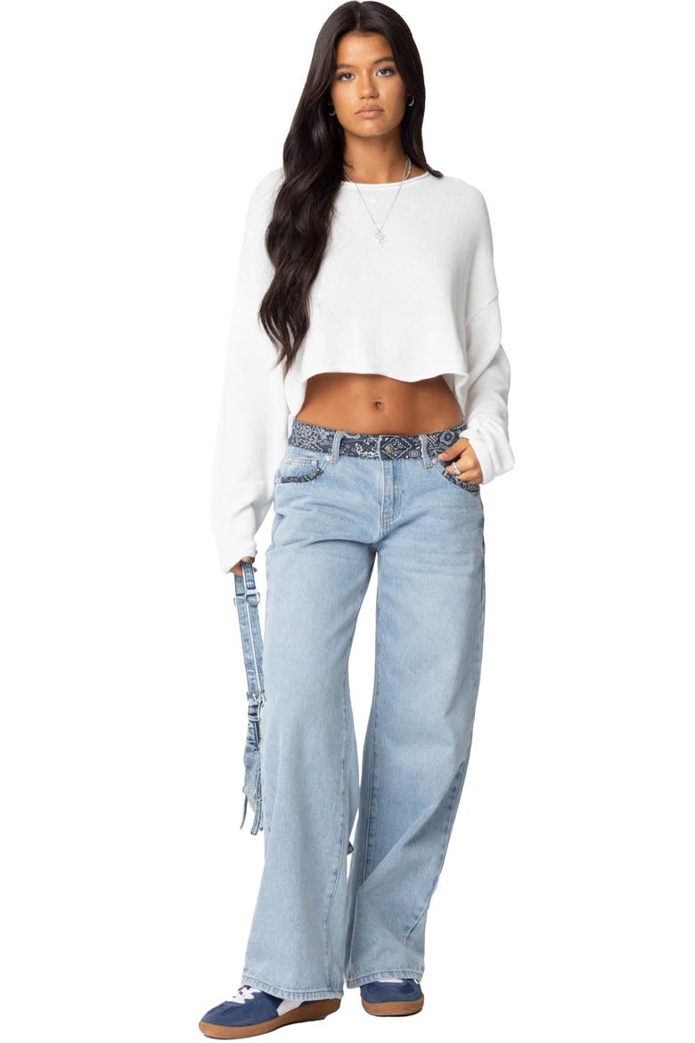 Shyrah Oversize Knit Crop Top, Alternate, color, WHITE