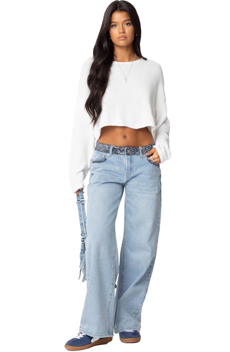 EDIKTED Shyrah Oversize Knit Crop Top, Alternate, color, White