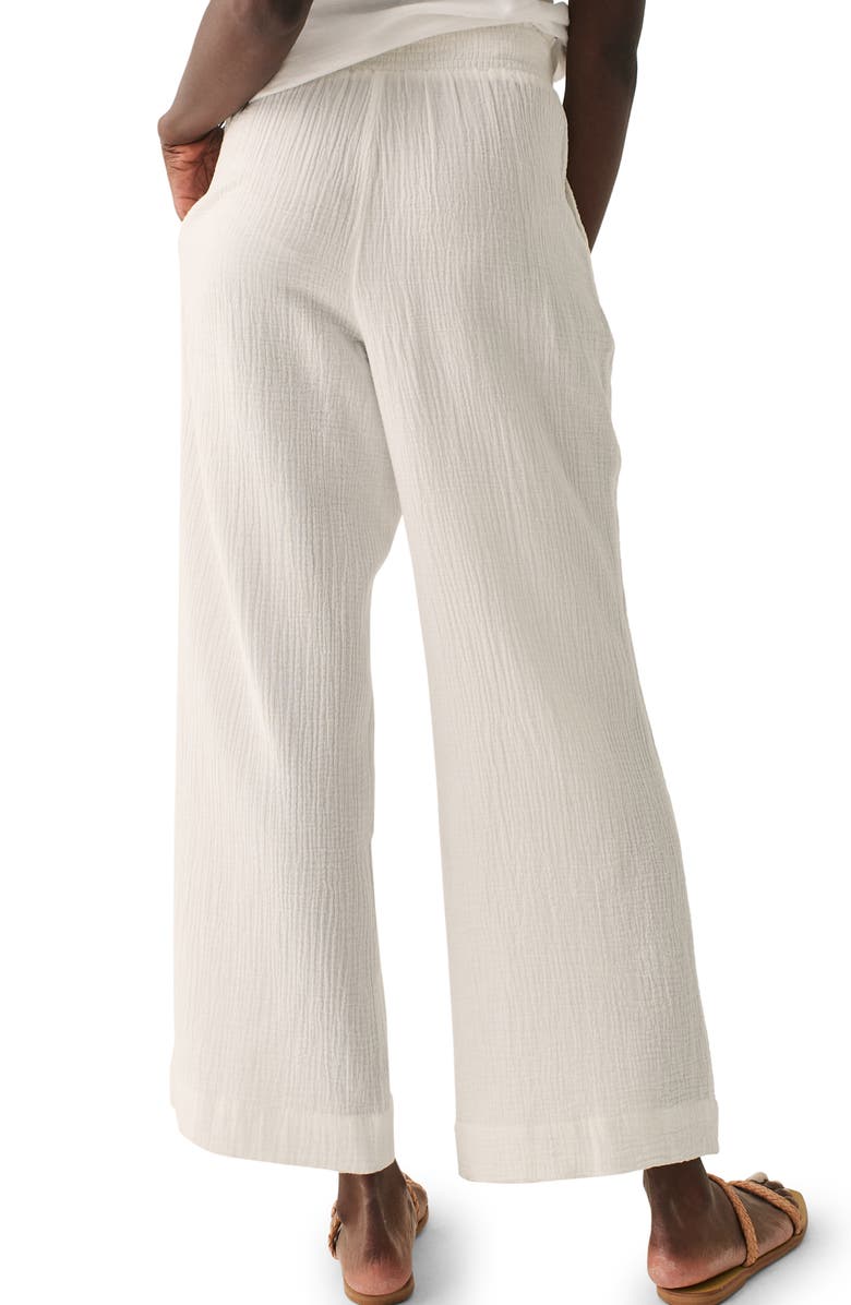 Faherty Dream Organic Cotton Gauze Wide Leg Pants, Alternate, color, White