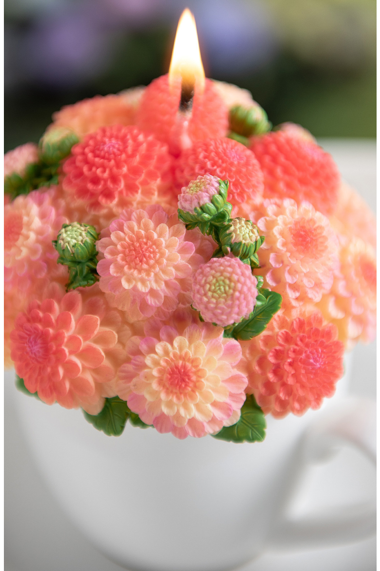 Dahlia Bouquet Aromatherapy Candle, Alternate, color, Pink Orange