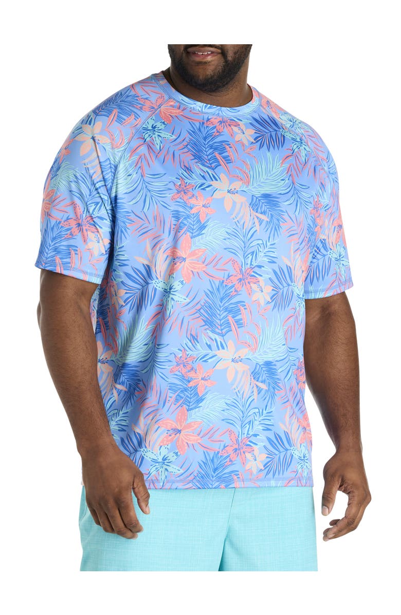 Harbor Bay by DXL Big & Tall Printed Mesh Swim Shirt, Main, color, Blue Multi