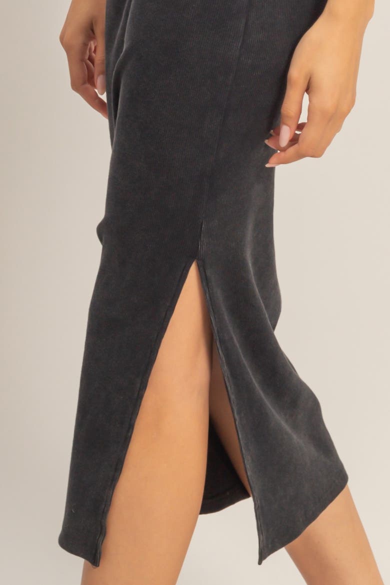 Acid Washed Ribbed Midi Tank Dress, Alternate, color, Black