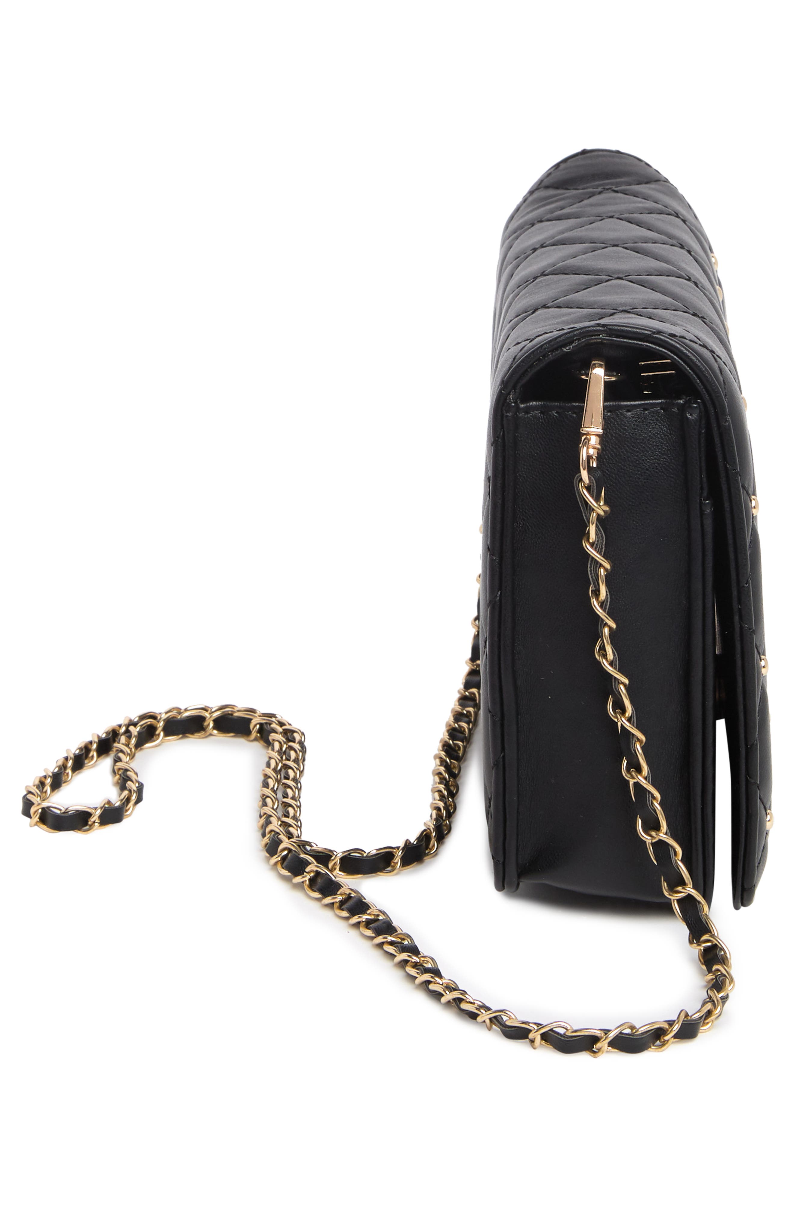 Badgley Mischka Collection Diamond Quilt Crossbody Bag, Alternate, color, Black