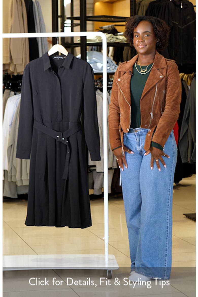 Pleated Long Sleeve Shirtdress video