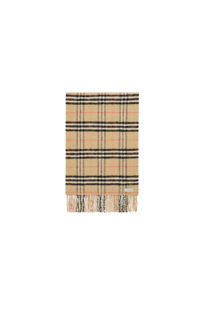 Check Wool Cashmere Scarf, Alternate, color, Sand beige