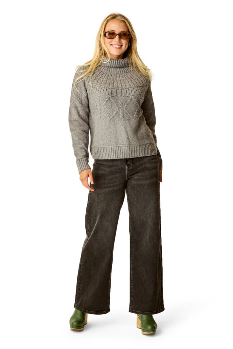 Neve Cable Turtleneck, Alternate, color, Pewter Heather