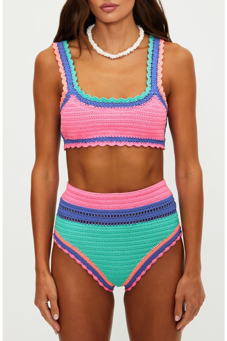 Andy Crochet Colorblock Bikini Top, Alternate, color, SEA BREEZE CROCHET