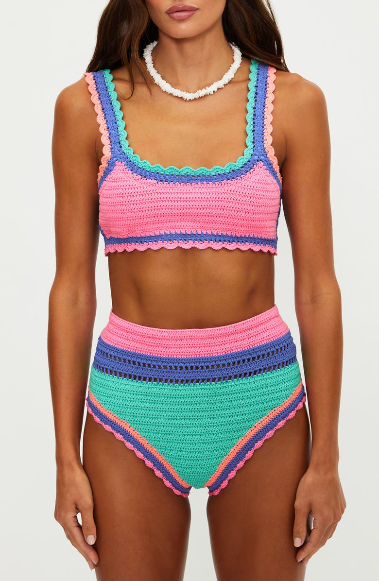 Beach Riot Andy Crochet Colorblock Bikini Top, Alternate, color, Sea Breeze Crochet