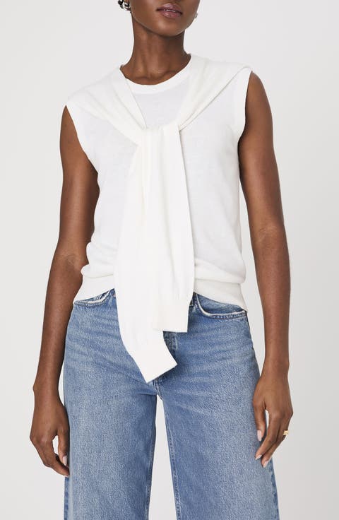 Scarf Accent Sleeveless Sweater