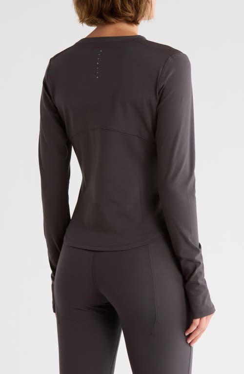 Layer 8 Mesh Long Sleeve Activewear Top In Gray