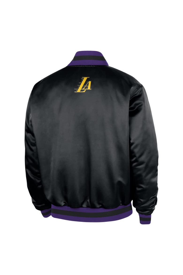Men's Nike  Black Los Angeles Lakers 2025/26 City Edition Remix Courtside Full-Snap Bomber Jacket, Alternate, color, Black