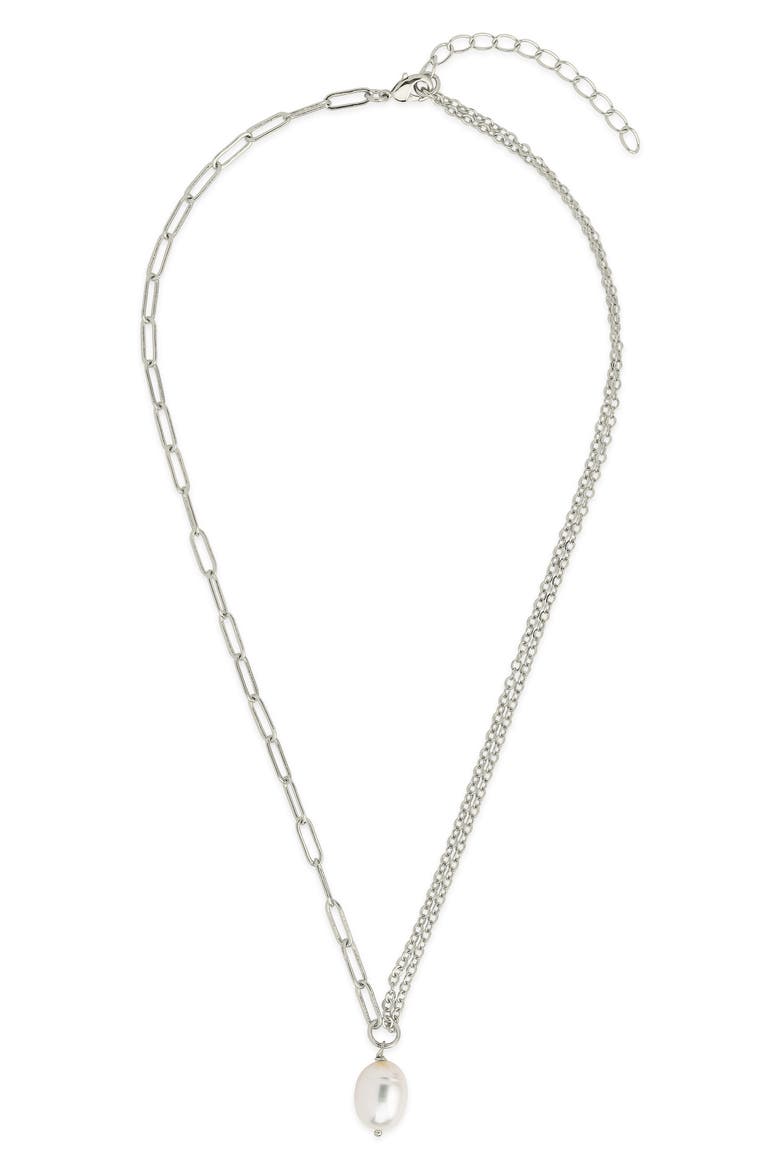 River Pearl Mixed Chain Necklace, Alternate, color, SILVER
