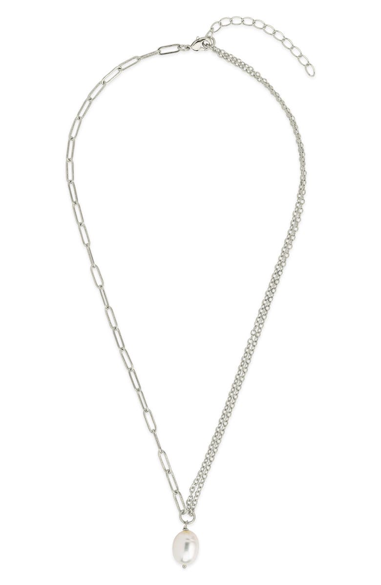Sterling Forever River Pearl Mixed Chain Necklace, Alternate, color, Silver