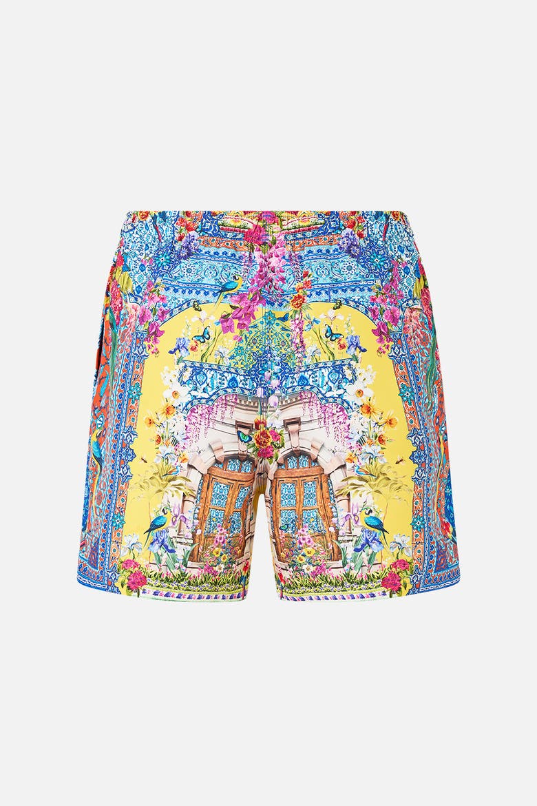 Mid Length Boardshort With Elastic Waist, Alternate, color, Sultanahmet Summer