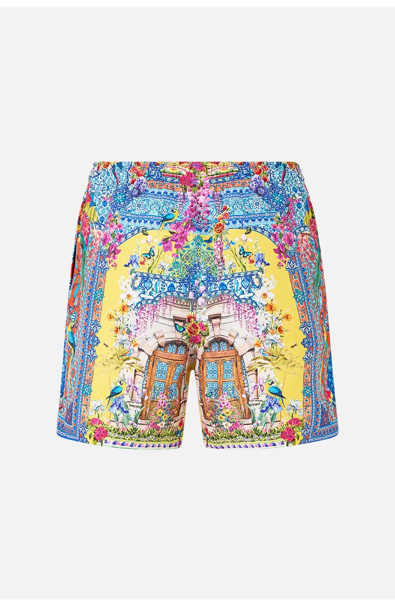 Camilla Mid Length Boardshort With Elastic Waist, Alternate, color, Sultanahmet Summer