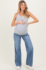 PinkBlush Classic Medium Wash Wide Leg Maternity Jeans