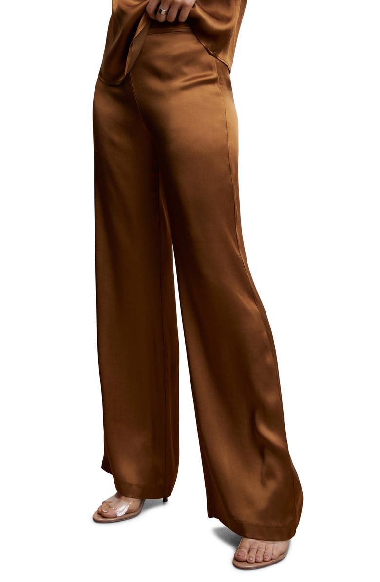MANGO Satin Palazzo Pants, Main, color, 