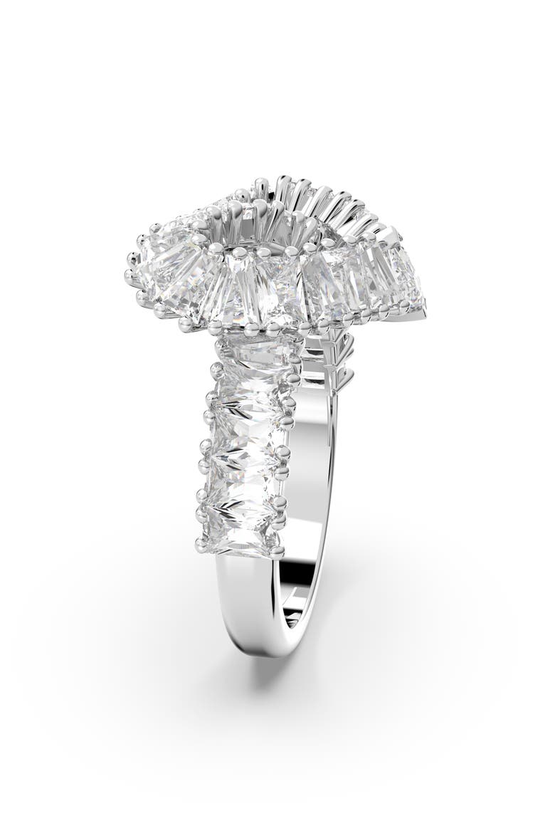 Matrix Woven Crystal Heart Ring, Alternate, color, SILVER