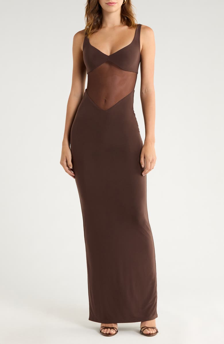 Naked Wardrobe The Smokeshow Maxi Dress, Alternate, color, Dark Chocolate