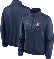 Nike Women's Nike Navy Houston Astros Rewind Splice Half-Zip Semi-Cropped Bubble Hem Sweatshirt