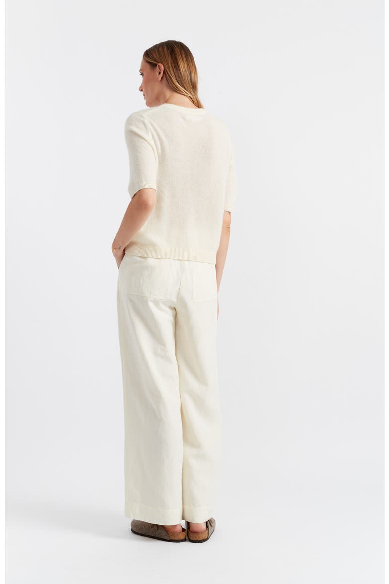 Cloud Cashmere Short Sleeve Sweater Tee, Alternate, color, Cream