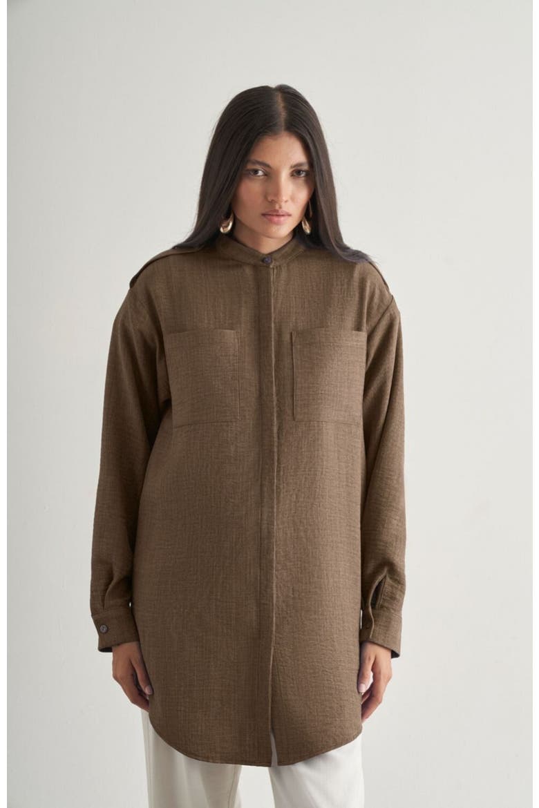 Epaulette Tunic, Main, color, Brown