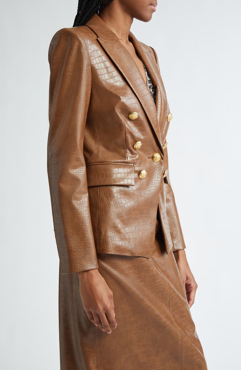 Veronica Beard Lawrence Croc Embossed Faux Leather Dickey Jacket, Alternate, color,