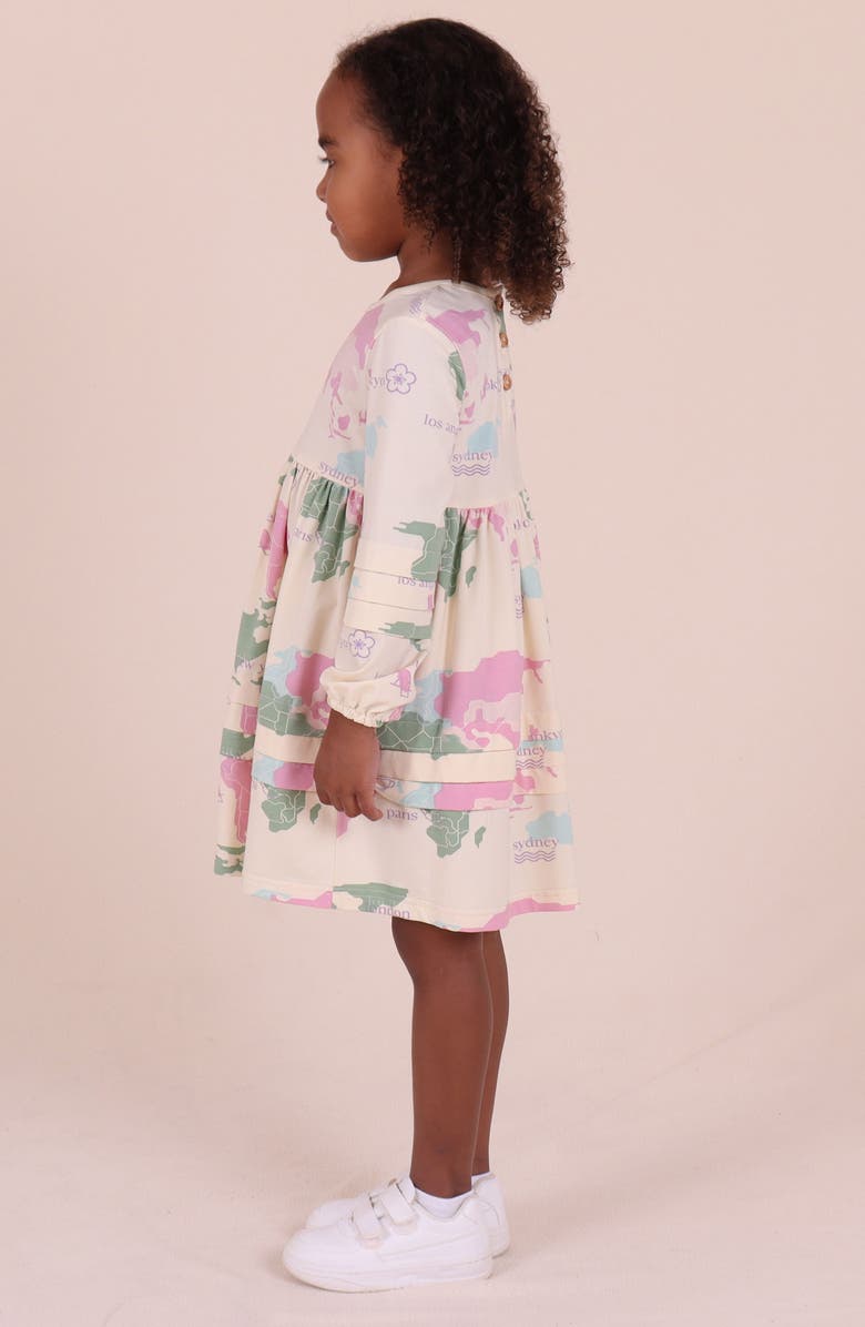 TINY TRIBE Kids' World Tour Stretch Cotton Dress, Alternate, color, Cream