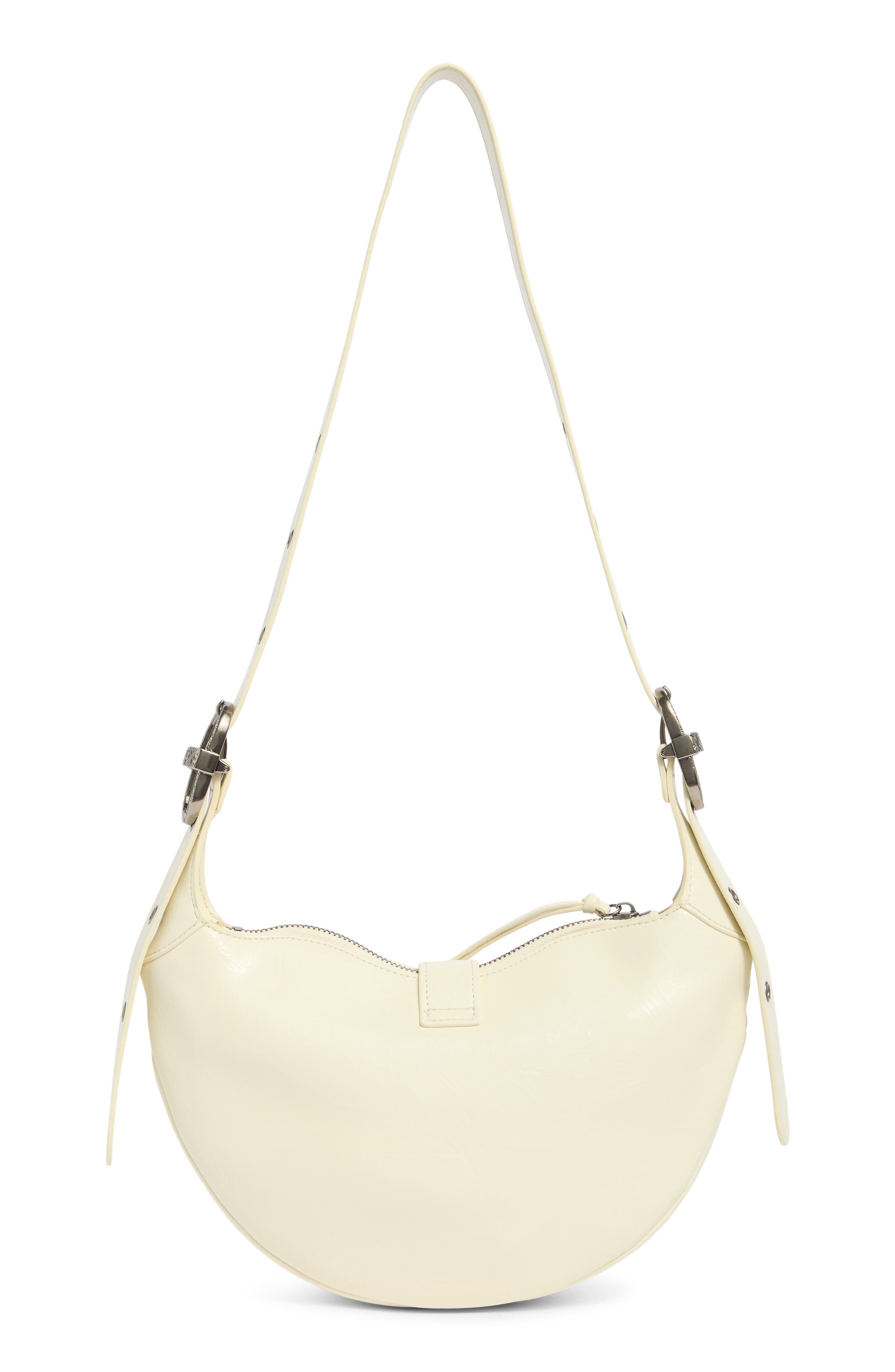 Tessa Moto Zip Shoulder Bag, Alternate, color, WHITE