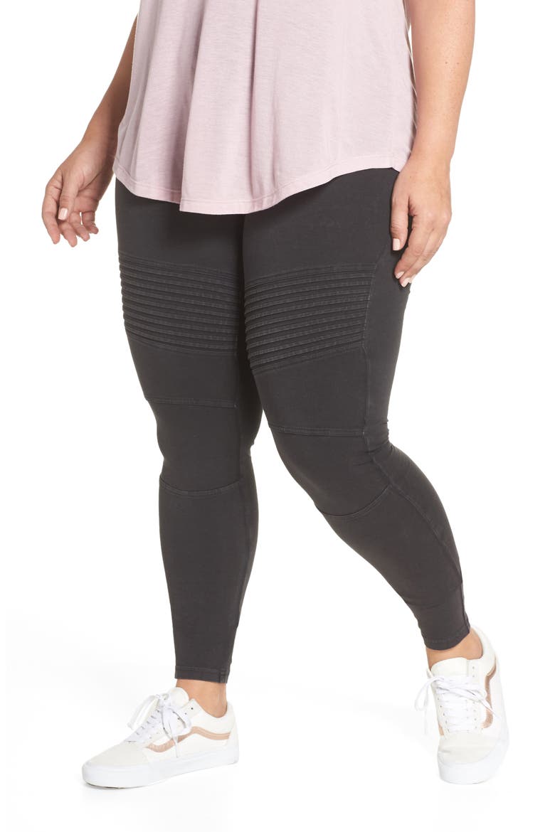 Washed Moto Leggings, Main, color, BLACK