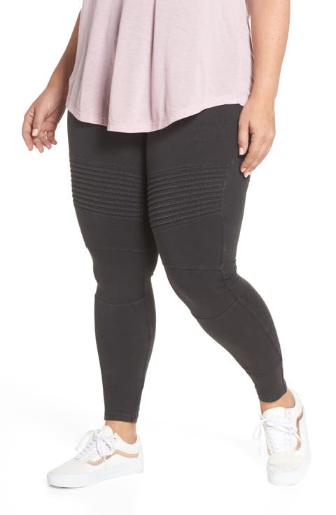 Washed Moto Leggings (Regular & Plus Size)