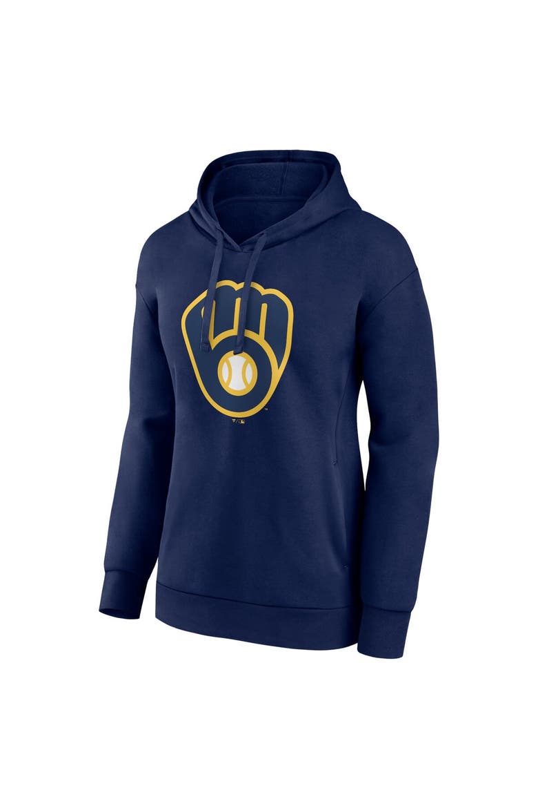 Women's Fanatics Branded Navy Milwaukee Brewers Logo Pullover Hoodie, Alternate, color, Navy