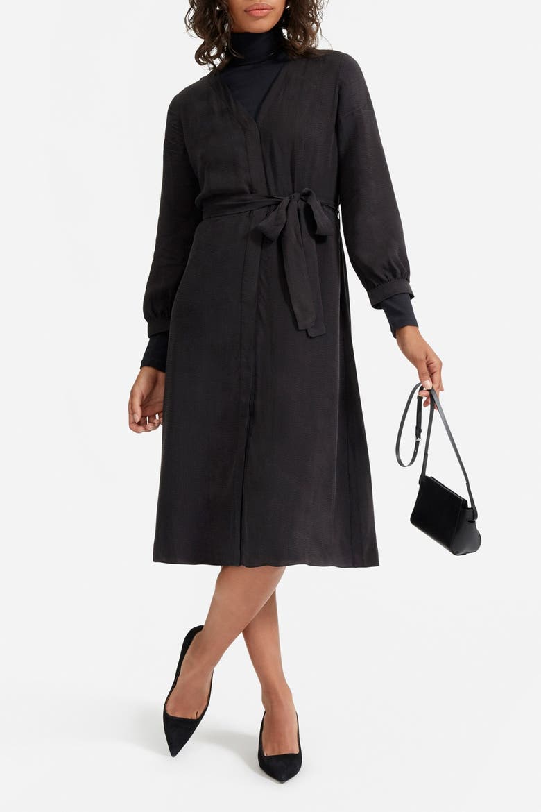 The Cupro Blouson Dress, Main, color, TEXTURED COAL