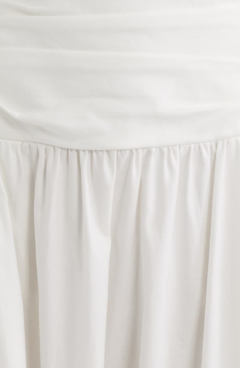 Reformation Nesta Ruched Bodice Stretch Cotton Dress, Alternate, color, White