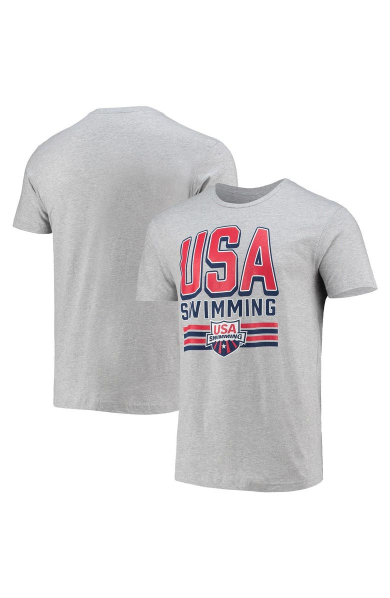 Outerstuff Men's Heathered Gray USA Swimming Bold Text T-Shirt, Alternate, color,