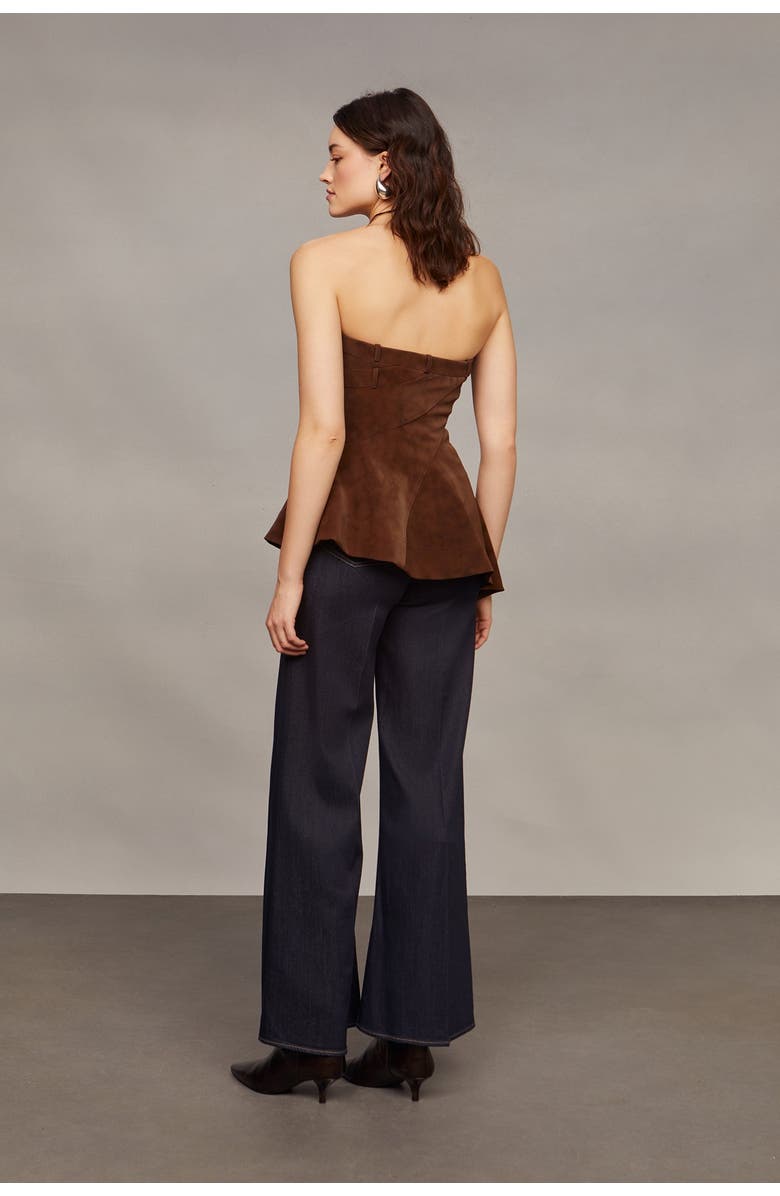 AMUR Augusta Bustier Peplum Top, Alternate, color, Toffee Swirl