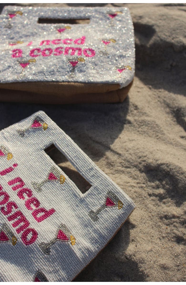 Island to East Side I Need a Cosmo Handle Pouch, Fringe, Alternate, color, White