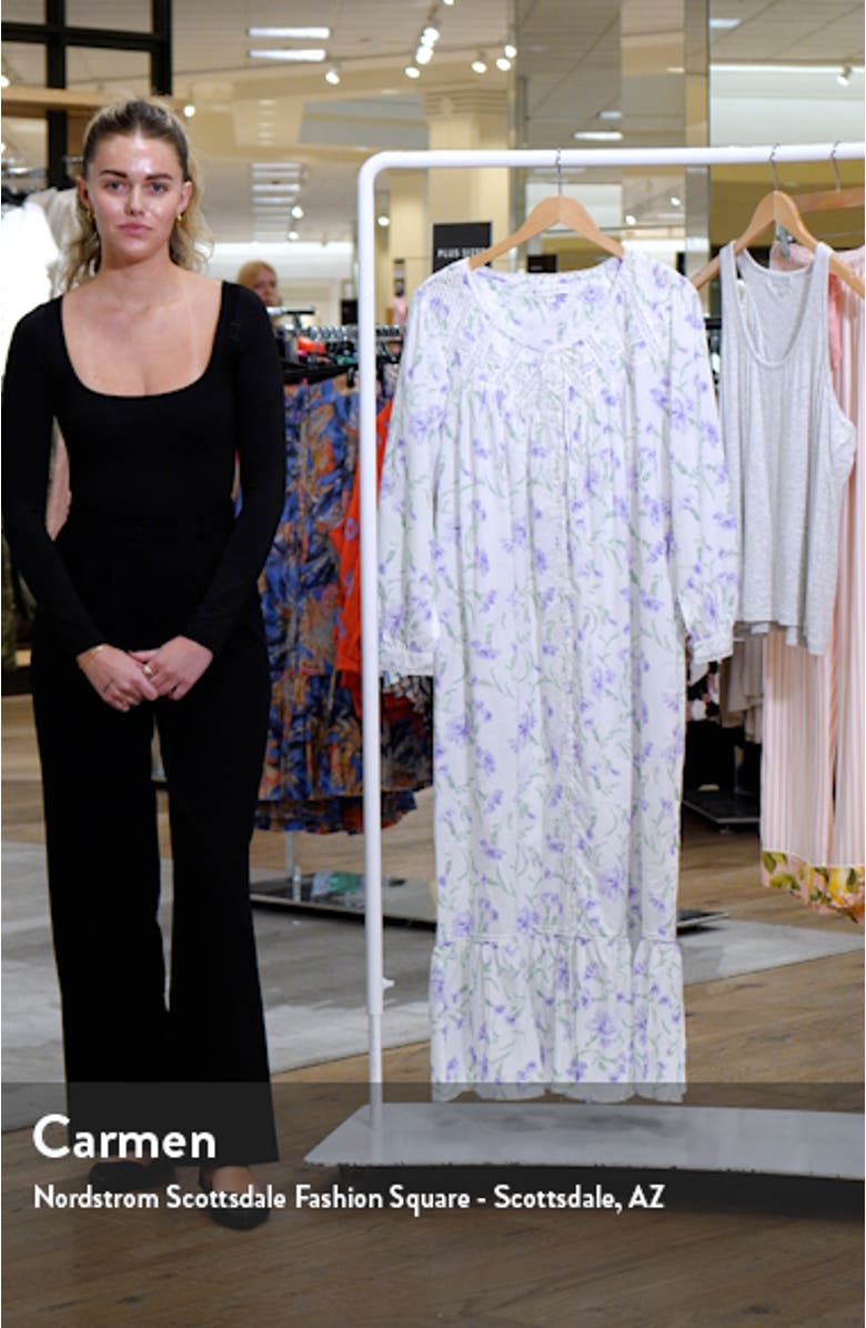 Lace Trim Long Sleeve Cotton Lawn Ballet Nightgown, sales video thumbnail