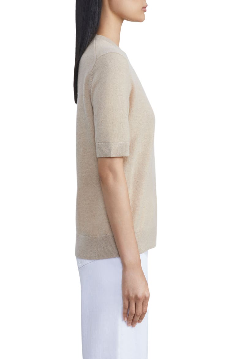 Metallic Short Sleeve Cashmere Sweater, Alternate, color, DUNE MELANGE